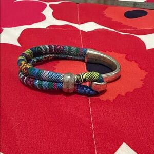 Handwoven Multicolor Textile & Silver-Tone Bracelet